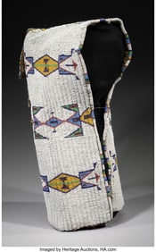 70242&colon; A Sioux Beaded Hide Baby Carrier  c&period; 1890  Sinew