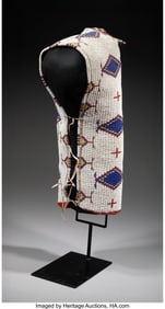 70246&colon; A Sioux Beaded Hide Baby Carrier  c&period; 1890  Sinew