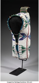 70247&colon; A Sioux Beaded Hide Baby Carrier  c&period; 1900  Sinew