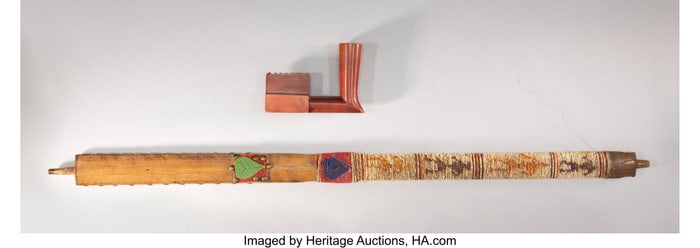 70259&colon; An Eastern Sioux Pictorial Quilled Pipe   c&period; 187