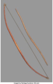 70260&colon; Two Plains Wood Bows  19th century  One carved w