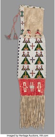 70271&colon; A Sioux Beaded Hide Tobacco Bag  c&period; 1890  Compos