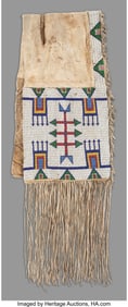70273&colon; A Sioux Beaded Hide Double Saddle Bag  c&period; 1890  