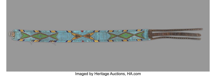 70277&colon; A Blackfeet Beaded Leather Panel Belt  c&period; 1890  