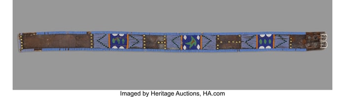 70278&colon; A Blackfoot Beaded Leather Panel Belt  c&period; 1890  