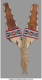70281&colon; A Crow Beaded Buffalo Hide and Leather Crupper  