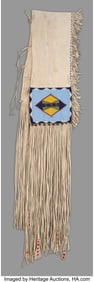 70287&colon; A Plateau Beaded Hide Double Saddle Bag  c&period; 1900