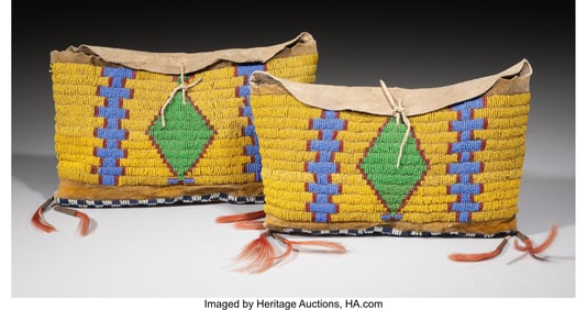 70288&colon; A Pair of Small Sioux Tipi Bags  c&period; 1890  Each c