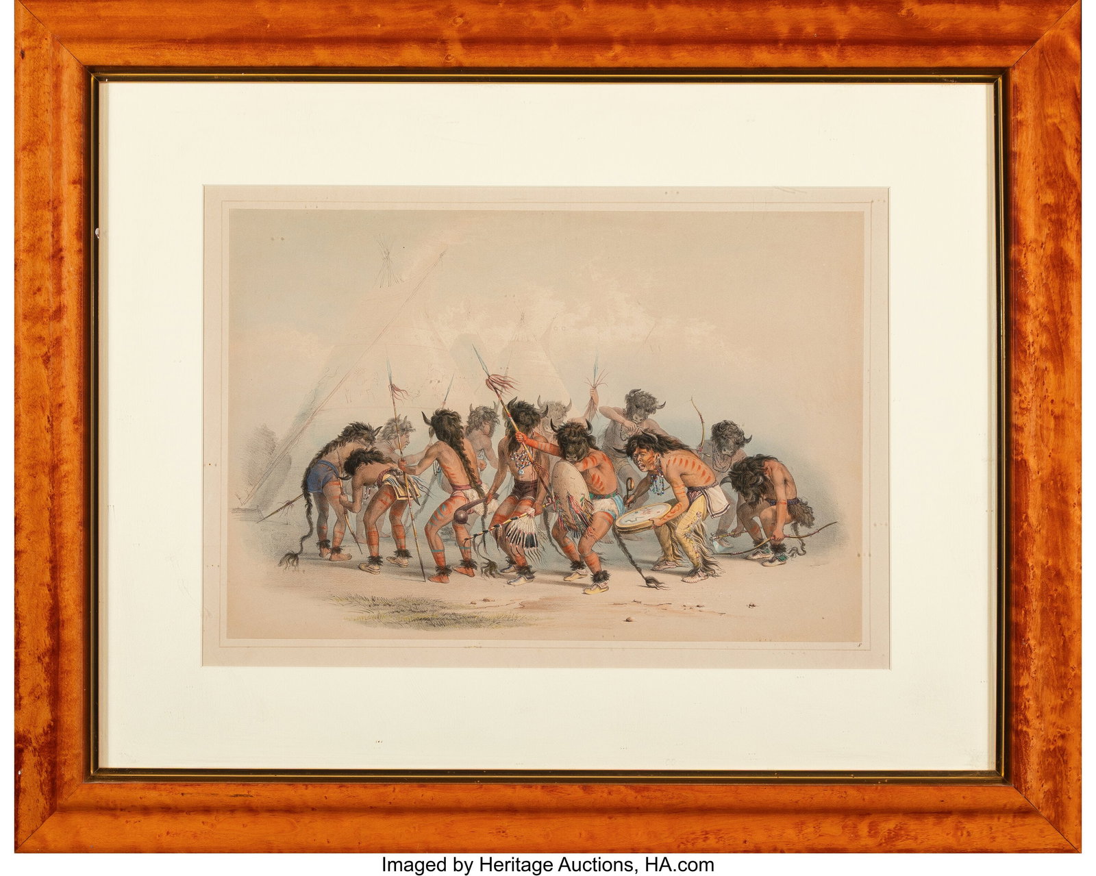 Two Lithographs on Paper After George Catlin (: Two Lithographs on Paper After George Catlin (American, 1796-1872) Buffalo Hunt, Chase (Plate 7), from North American Indian Portfolio (Deluxe Edition)&