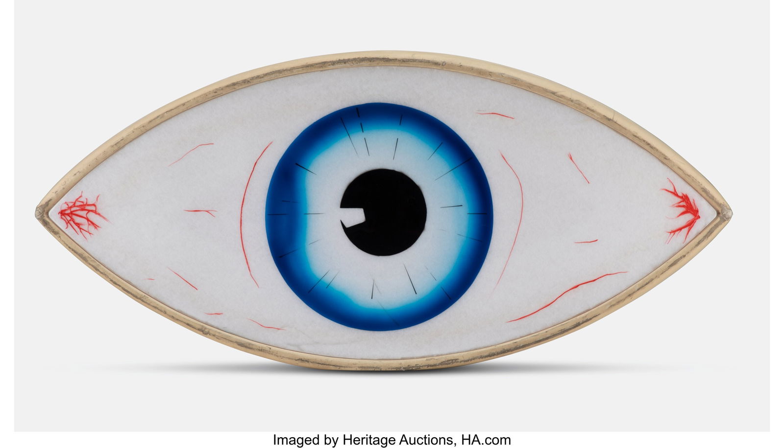 Man Ray (1890-1976) Le Témoin Wood, synthetic l: Man Ray (1890-1976) Le Témoin Wood, synthetic leather upholstery, methacrylate, partially silk-screened and hand painted bench 17-3/8 x 59 x 27-1/4 inches &l