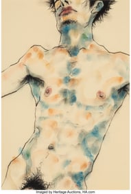 36093&colon; Phillip Dvorak &lpar;b&period; 1958&rpar; Male Torso Charcoal and