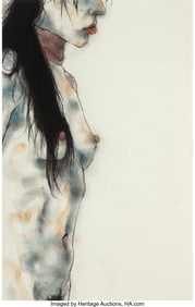 36094&colon; Phillip Dvorak &lpar;b&period; 1958&rpar; Nude Charcoal and paste