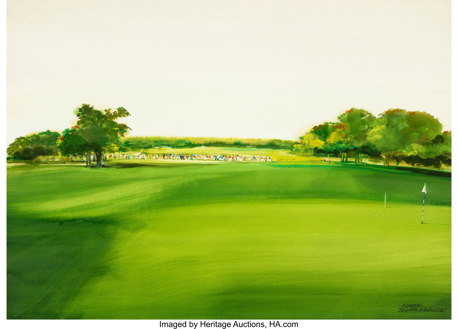 Viktor Schreckengost (1906-2008) Tournament Wate: Viktor Schreckengost (1906-2008) Tournament Watercolor on board 20-1/2 x 29 inches (52.1 x 73.7 cm) (sight) Signed lower right: Viktor Schreckengo