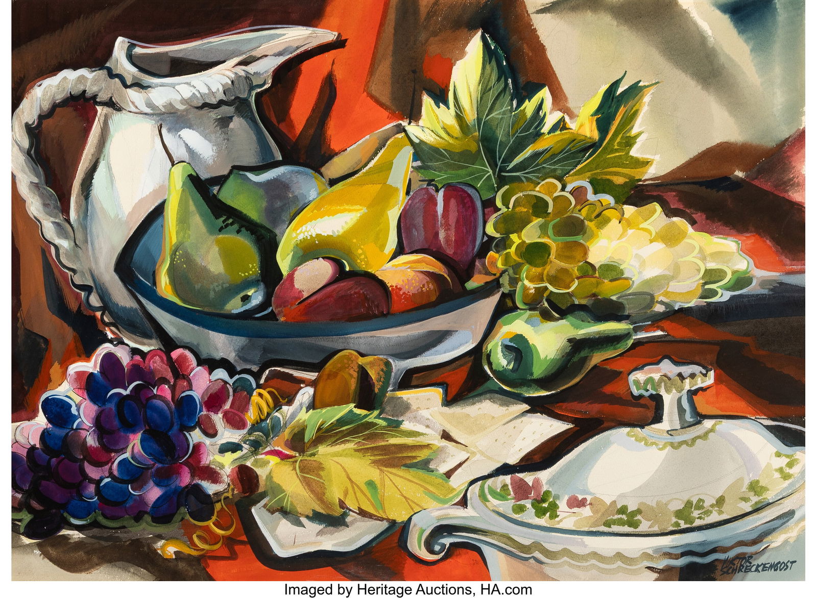 Viktor Schreckengost (1906-2008) Harvest Waterco: Viktor Schreckengost (1906-2008) Harvest Watercolor on paper 21-1/2 x 29-1/2 inches (54.6 x 74.9 cm) (sight) Signed lower right: Viktor Schrec