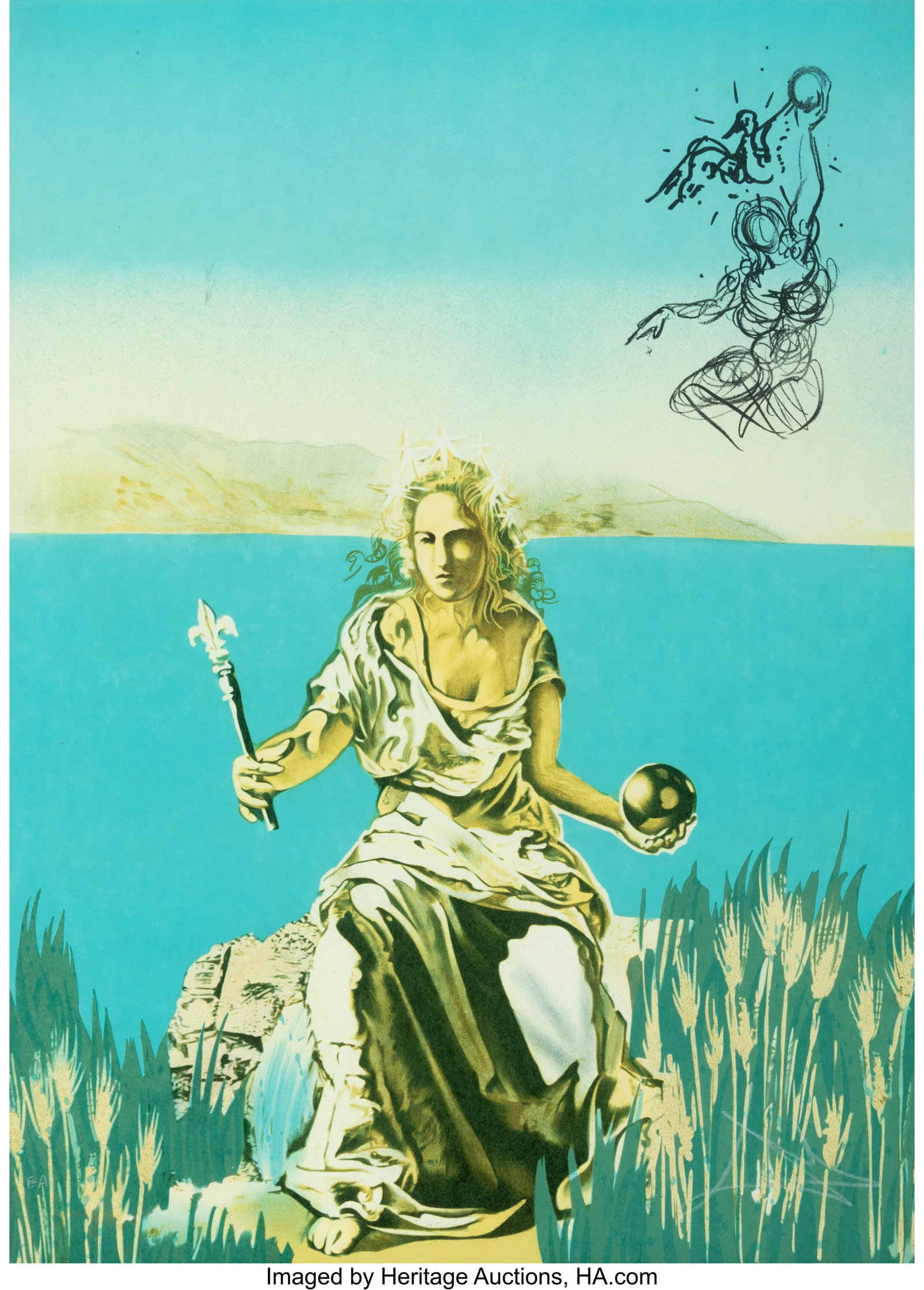 Salvador Dalí (1904-1989) Coronation of Gale, f: Salvador Dalí (1904-1989) Coronation of Gale, from Visions Surrealiste, 1976 Lithograph in colors on wove paper 29-1/2 x 21-1/4 inches (74.9 x 54&perio