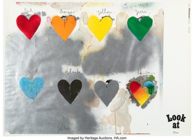40112&colon; Jim Dine &lpar;b&period; 1935&rpar; Eight Hearts&comma; 1970 Offset lit