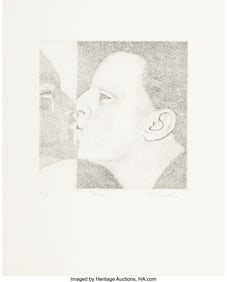 40149&colon; Ed Paschke &lpar;1939-2004&rpar; Kiss&comma; 1996 Etching on wov