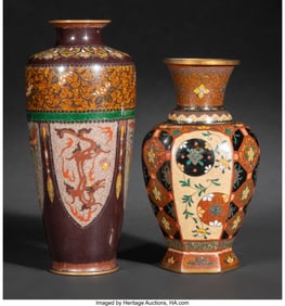 29002&colon; Two Japanese Cloisonné Enamel Vases&comma; Meiji peri