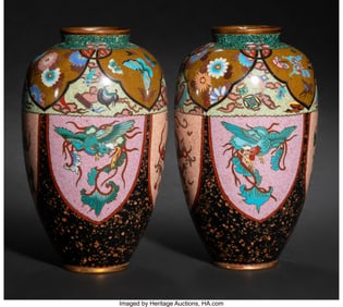 29015&colon; A Pair of Japanese Cloisonné Enamel and Goldsto