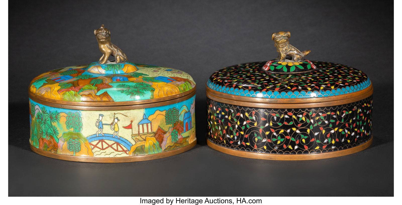 Two Japanese Cloisonné Enamel Covered Boxes wit (1 of 3)