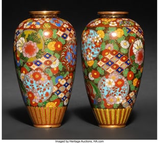 29030&colon; A Pair of Japanese Cloisonné Enamel and Goldsto