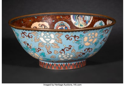 29036&colon; A Japanese Cloisonné Enamel and Goldstone Bowl&comma;