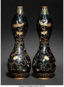 29046&colon; A Pair of Japanese Cloisonné Enamel Double-Gour