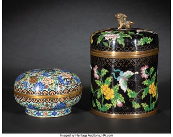 29056&colon; Two Japanese Cloisonné Enamel Covered Boxes&comma; Me