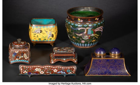 29073&colon; Six Japanese Cloisonné Enamel Table Articles&comma; M
