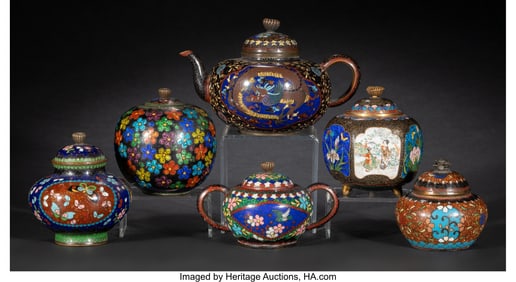 29087&colon; Six Japanese Cloisonné Enamel Table Articles&comma; M