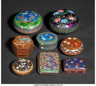 29088&colon; Eight Asian Ginbari Cloisonné Enamel and Goldst