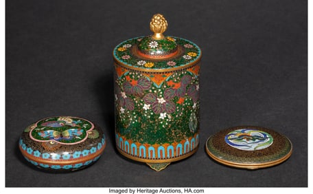 29096&colon; Three Japanese Cloisonné Enamel and Goldstone I