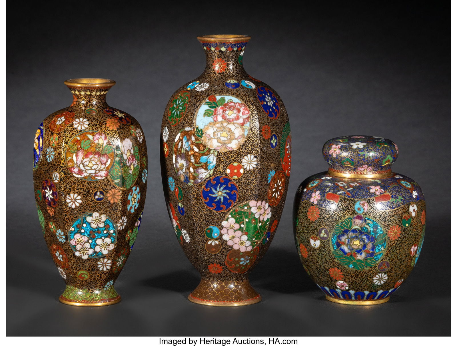 Three Japanese Cloisonné Enamel Table Articles, (1 of 3)