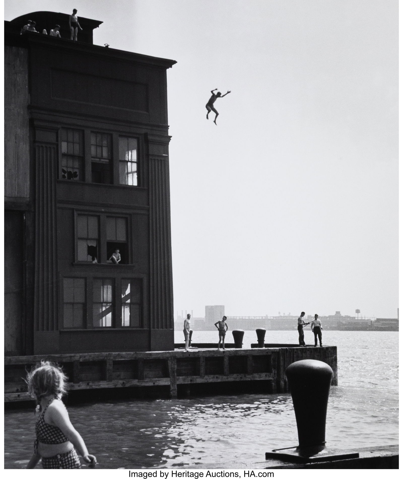 Ruth Orkin (American, 1921-1985) Boy Jumping int: Ruth Orkin (American, 1921-1985) Boy Jumping into Hudson River, Gansevoort Pier, NYC, 1948 Gelatin silver print, printed later 18-3/8 x 15-3/8 inches &l