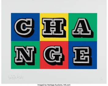 43085&colon; Ben Eine &lpar;b&period; 1970&rpar; Change&comma; 2016 Screenprint in c