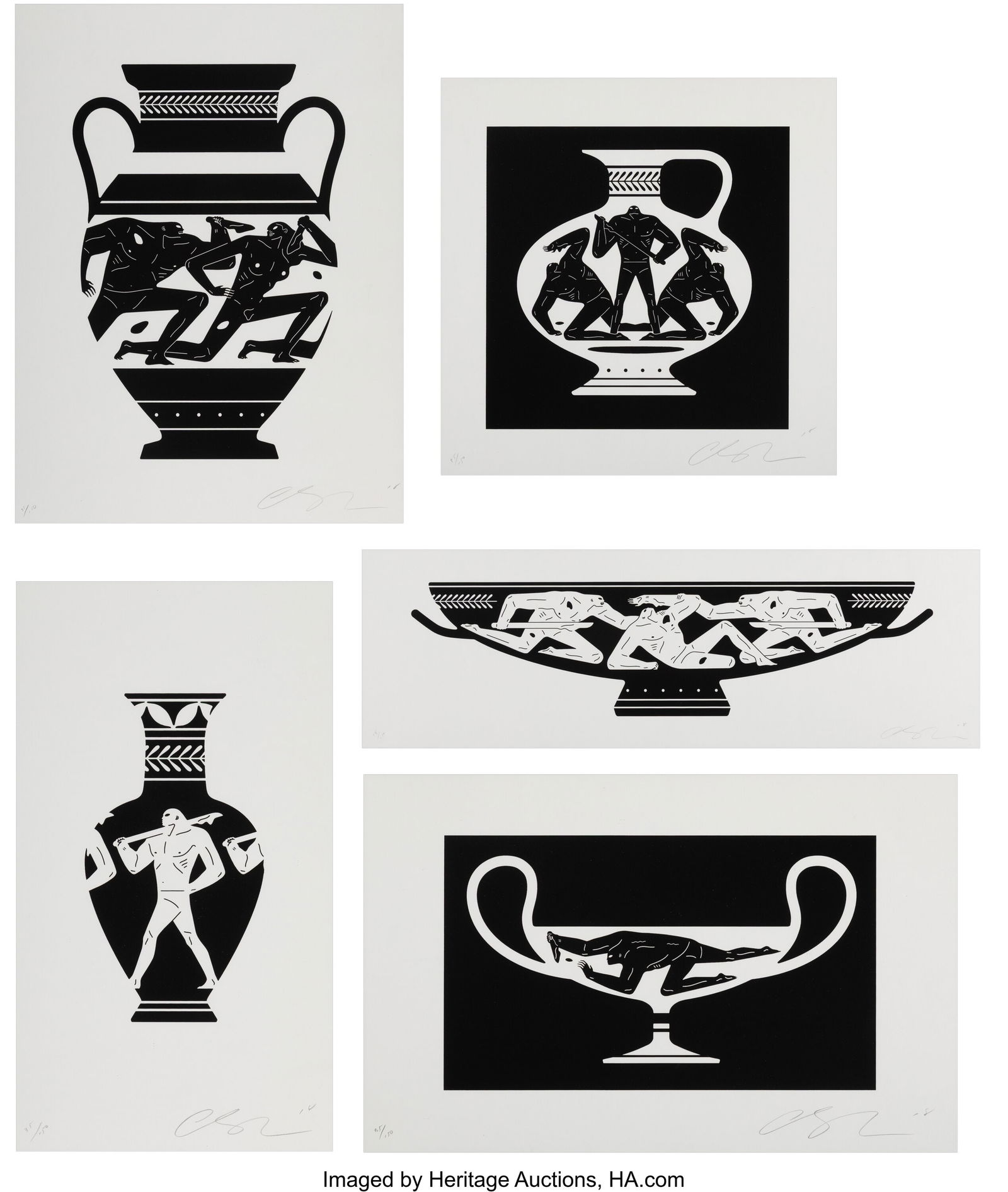 Cleon Peterson (b. 1973) End Of Empire (White) (: Cleon Peterson (b. 1973) End Of Empire (White) (set of 5), 2018 Screenprints in colors on Coventry Rag paper 11 x 34 inches (27.9 x 86.4 c