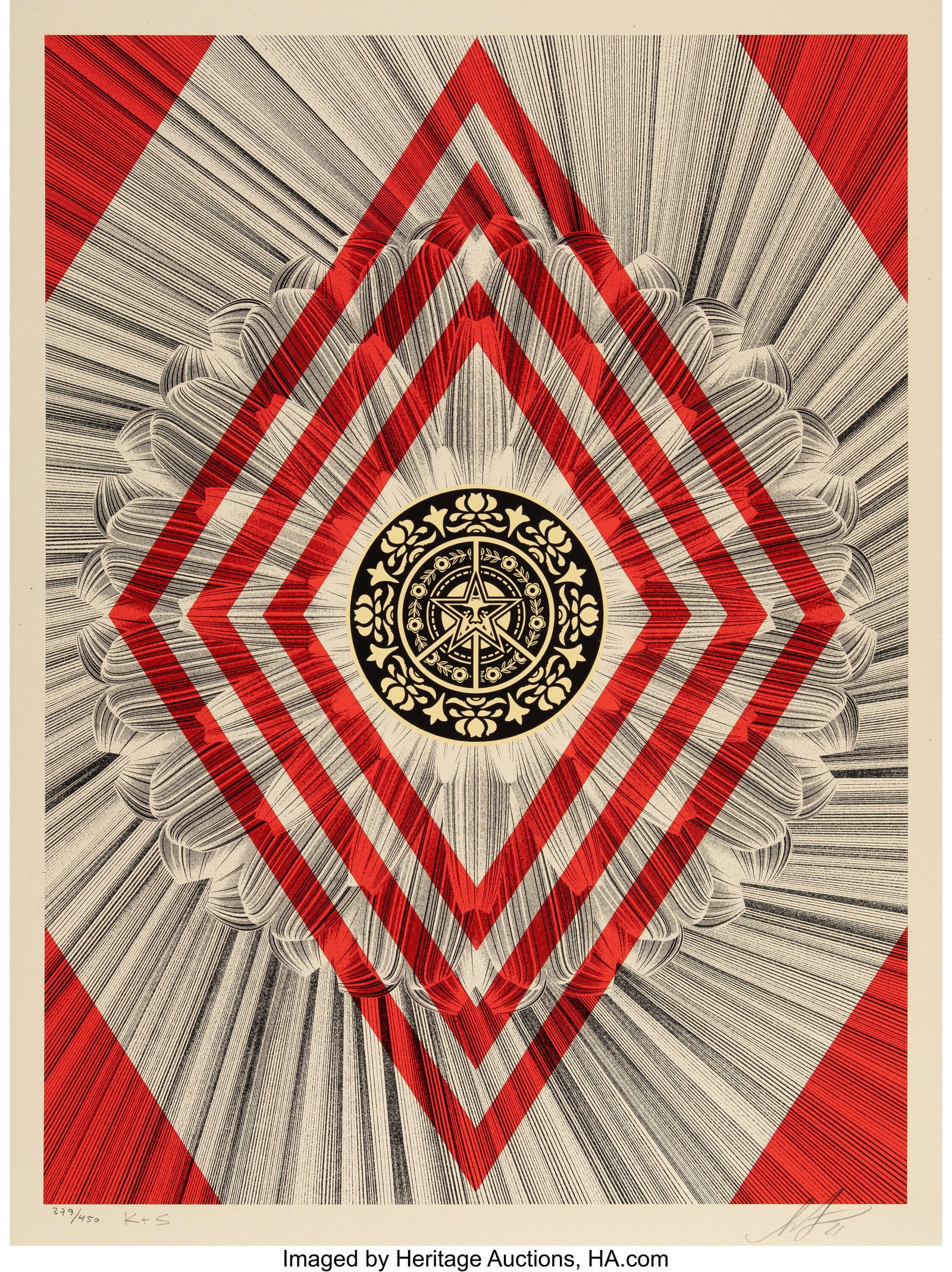 Shepard Fairey X Kai and Sunny Flower Diamond, 2: Shepard Fairey X Kai and Sunny Flower Diamond, 2021 Screenprint in colors on Cream Speckletone paper 24 x 18 inches (61 x 45.7 cm) (sheet) Ed. 379/450 Signe