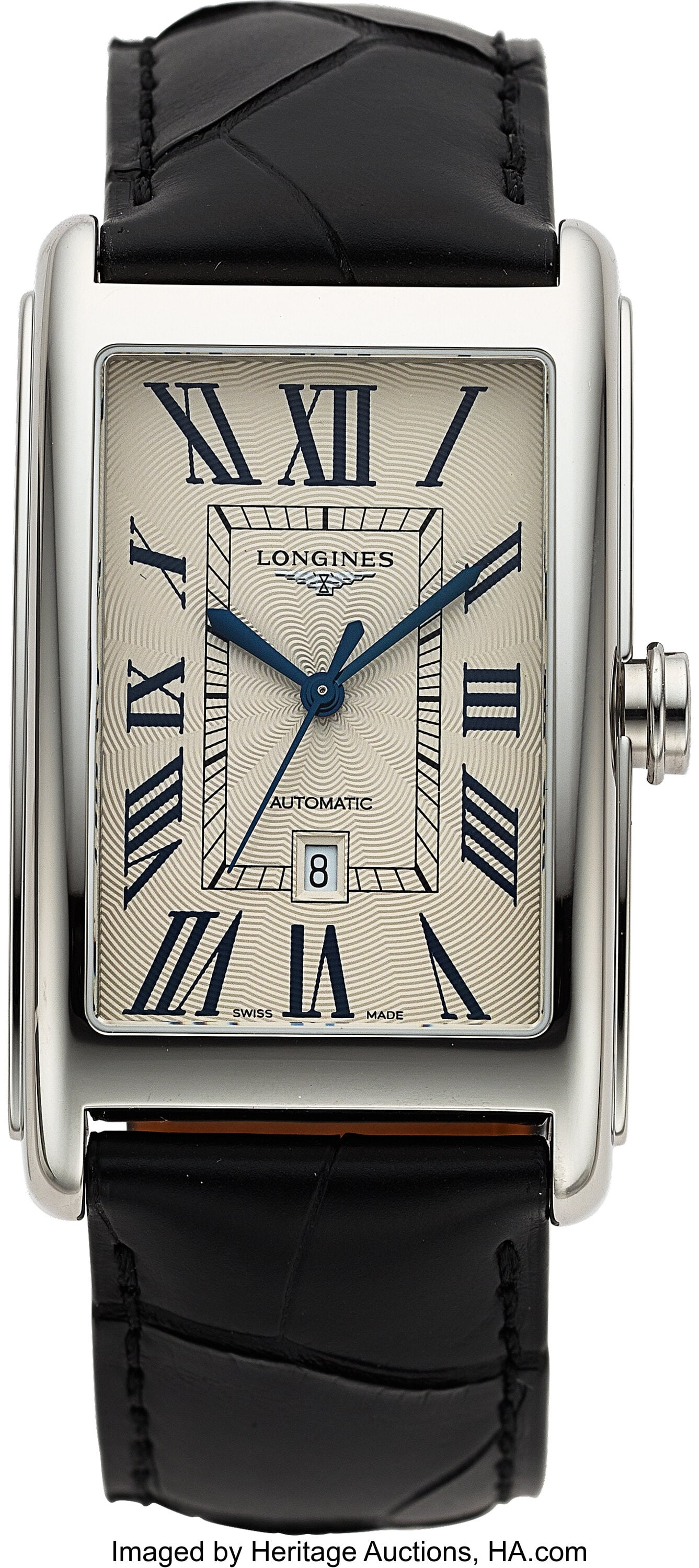 Longines Dolcevita L5.57.4 Automatic Wrist Watch: Longines Dolcevita L5.57.4 Automatic Wrist Watch Case: 28mm x 44mm, stainless steel, 3 body with snap back case, 50621544 Dial: Silver "flinqué" with