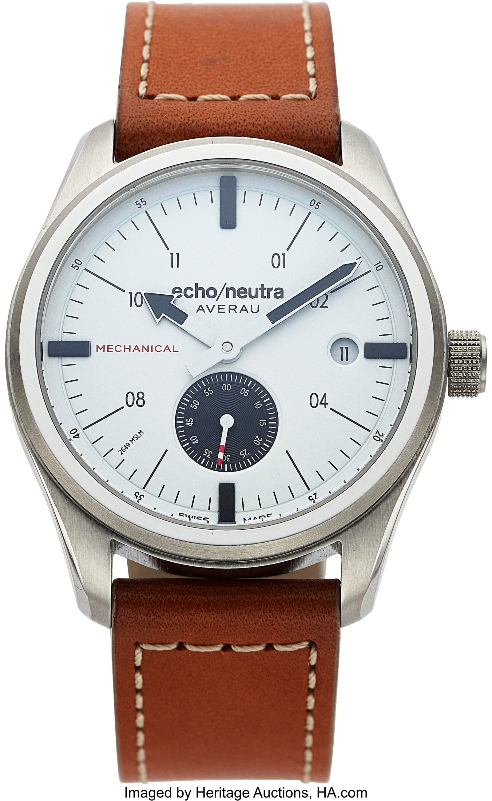 Echo Neutra Averau 39 Wrist Watch Case: 39mm, 3: Echo Neutra Averau 39 Wrist Watch Case: 39mm, 316L stainless steel, 3 body case with screw down back Dial: white dial with black markers and seconds sub-dial, white arrow