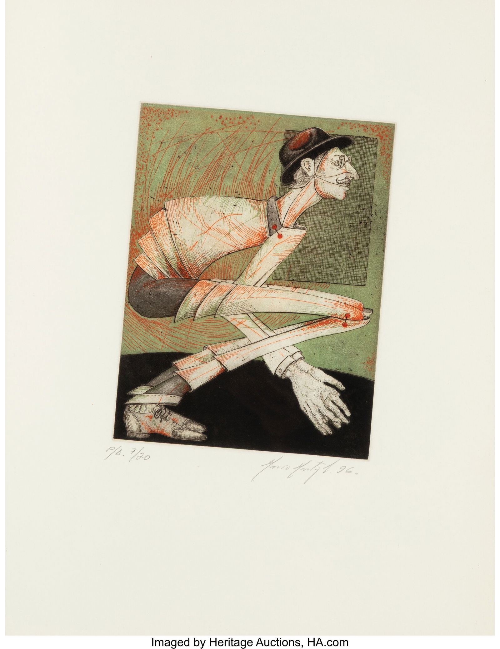 Mario Martin del Campo (b. 1945) Sin Título (Ma: Mario Martin del Campo (b. 1945) Sin Título (Marioneta), 1996 Etching in colors on wove paper 17-1/2 x 13-1/2 inches (44.5 x 34.3 cm&