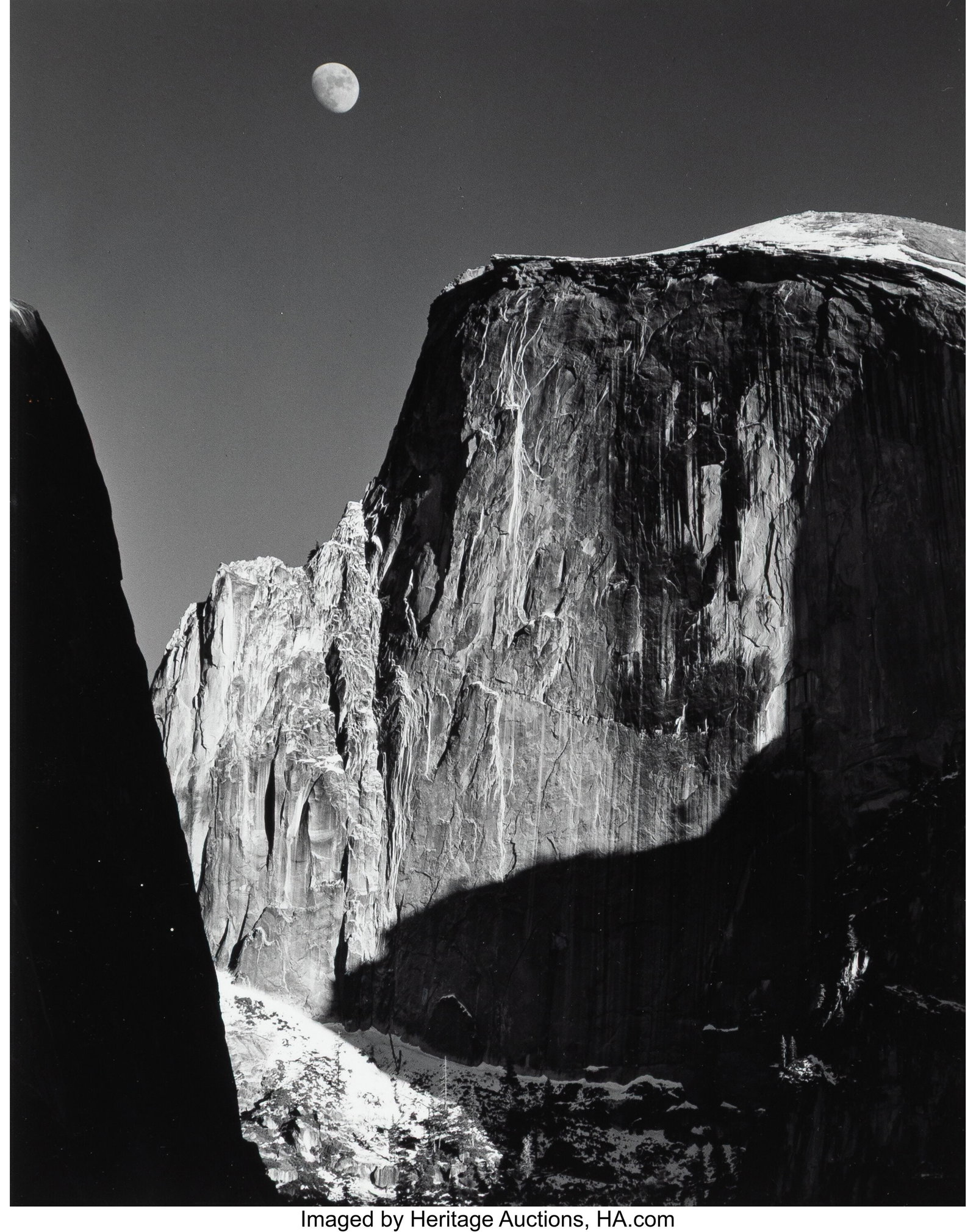 Ansel Adams (American, 1902-1984) Moon and Half : Ansel Adams (American, 1902-1984) Moon and Half Dome, 1960 Gelatin silver print, printed later by Alan Ross 9-1/2 x 7-1/2 inches (24.1 x 19.1 cm&