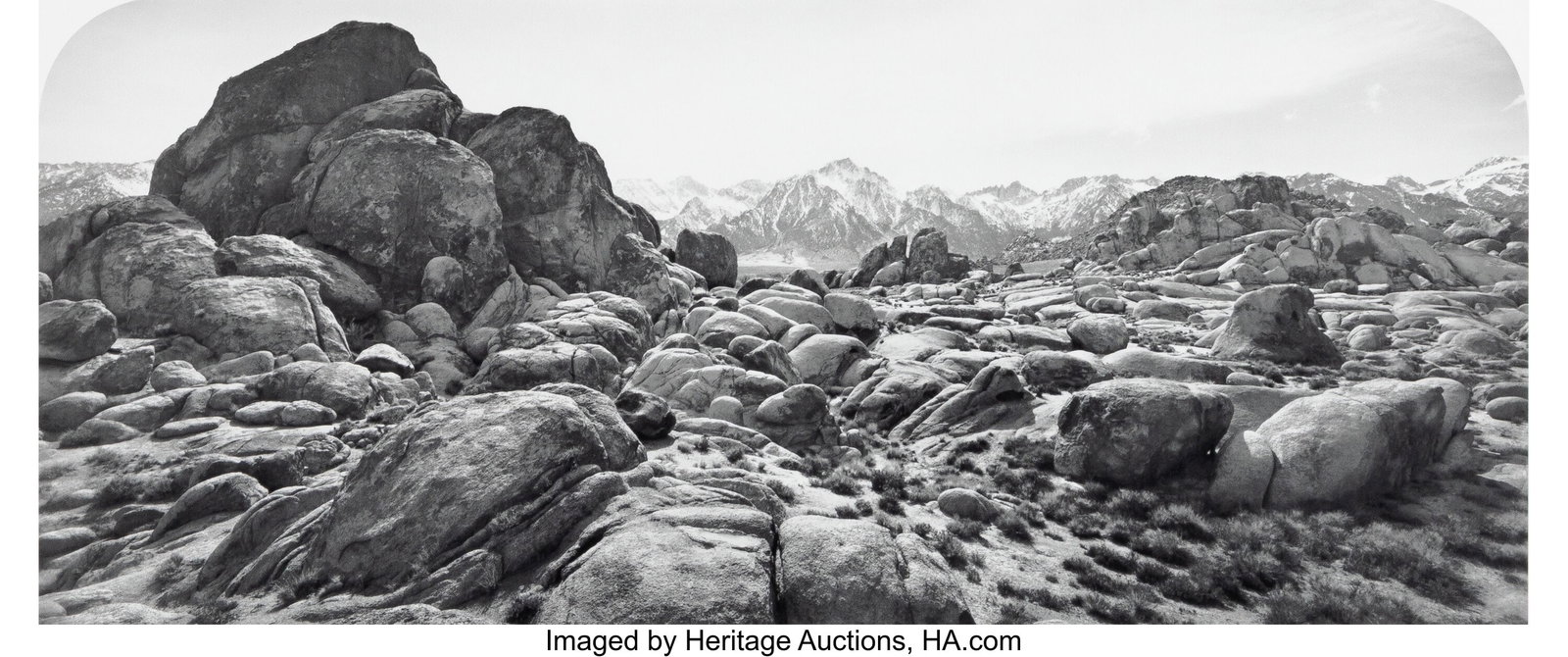 Jay Dusard (American, b. 1937) Alabama Hills and: Jay Dusard (American, b. 1937) Alabama Hills and Sierra Nevada, California, 1992 Gelatin silver print, printed 2000 by Lens Works Editions 5-3/4 x 13-1&sol