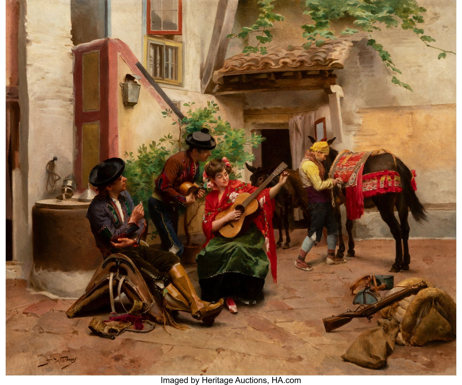 Jules Worms (French, 1832-1924) Halt at the inn (1 of 3)