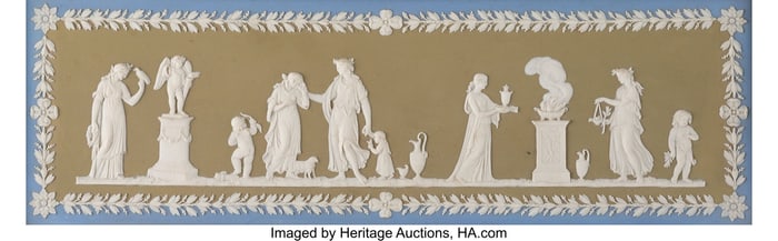 28026&colon; A Pair of Wedgwood Basalt Plaques and a Tricolor
