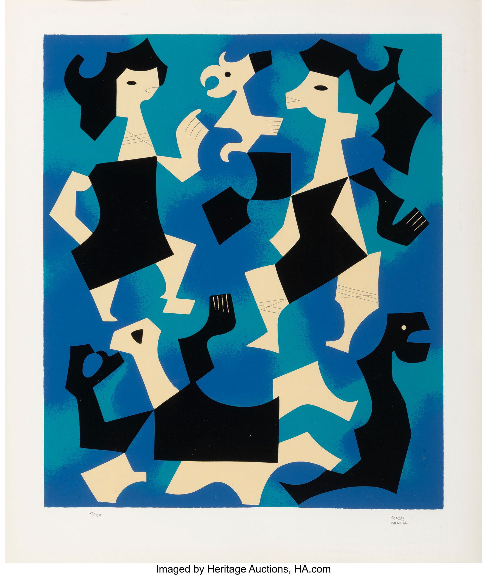 Carlos Merida (Guatemalan, 1895-1984) La Endecha: Carlos Merida (Guatemalan, 1895-1984) La Endecha, 1978 Serigraph in colors on paper 25 x 21 inches (63.5 x 53.3 cm) (image) Ed. 43/10