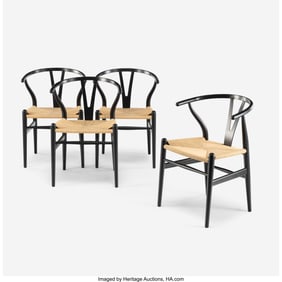28102&colon; Hans J&period; Wegner  Four Wishbone Chairs&comma; Model No&period; 