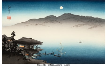 28112&colon; Koho Shoda &lpar;Japanese&comma; 1871-1946&rpar; A Lakeside Inn 