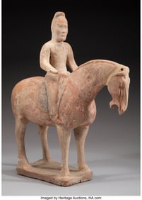 28125&colon; A Chinese Terracotta Horse with Rider&comma; Tang dyna