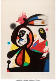 65025: Joan Miró (1893-1983) L'aigrette rouge, 1976 Aq
