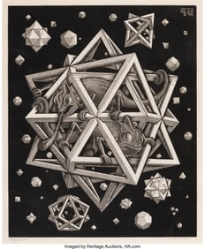 65036: M. C. Escher (1898-1972) Stars, 1948 Wood engrav